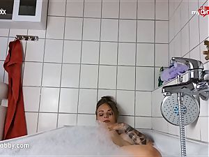 My filthy pastime - inked stunner strokes in bathtub